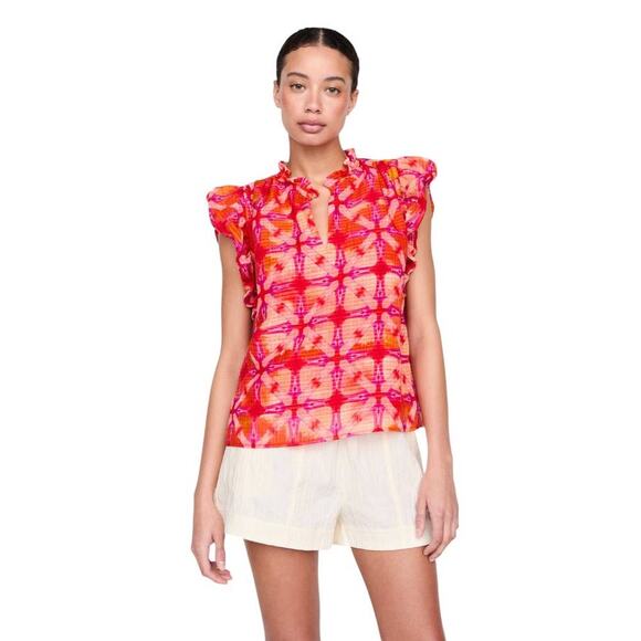 Marie Oliver Maison Popover Flutter Sleeve Top Guava Pink 1U10-177-207A Small S - Picture 2 of 5